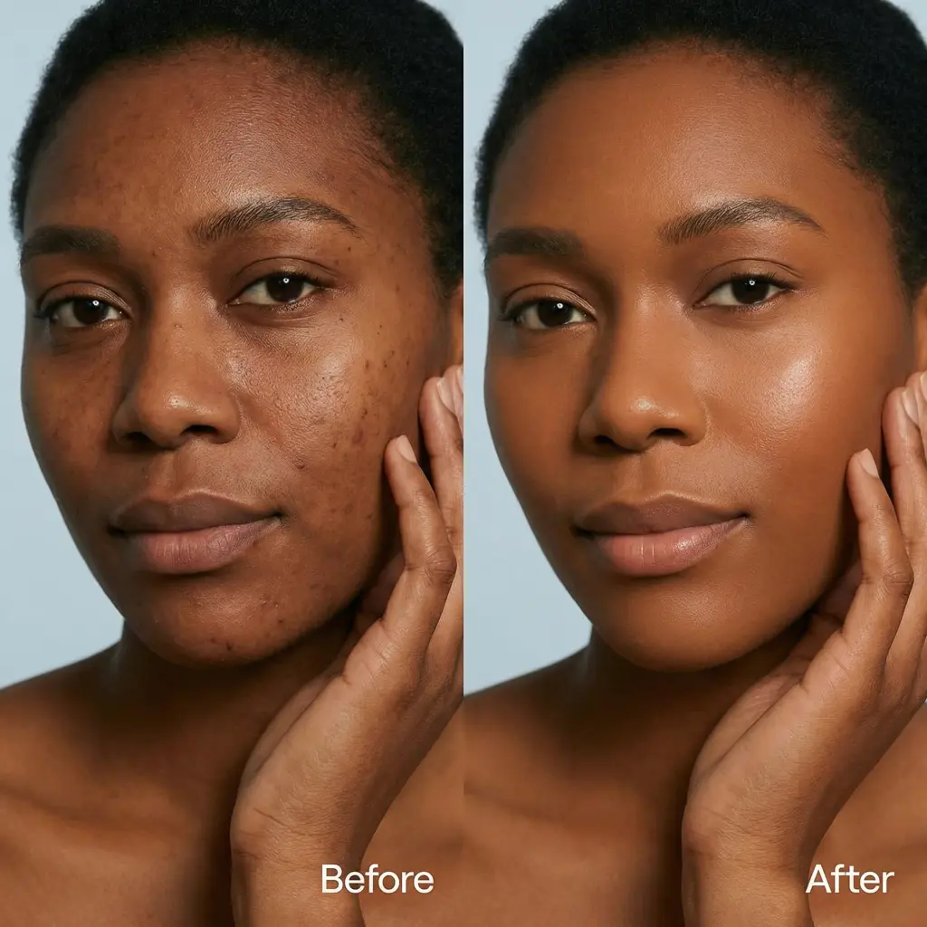 Before and after using NoMakeup Balm