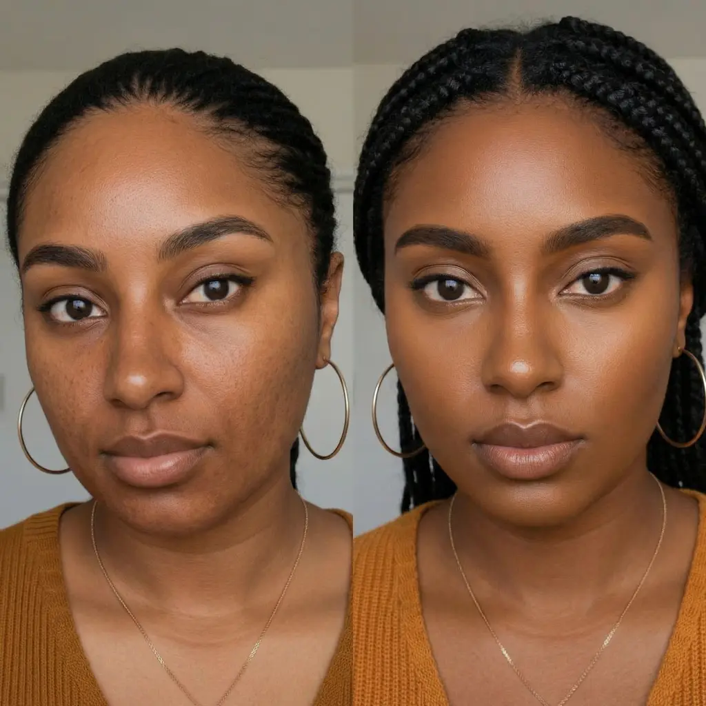 Before and after using NoMakeup Balm